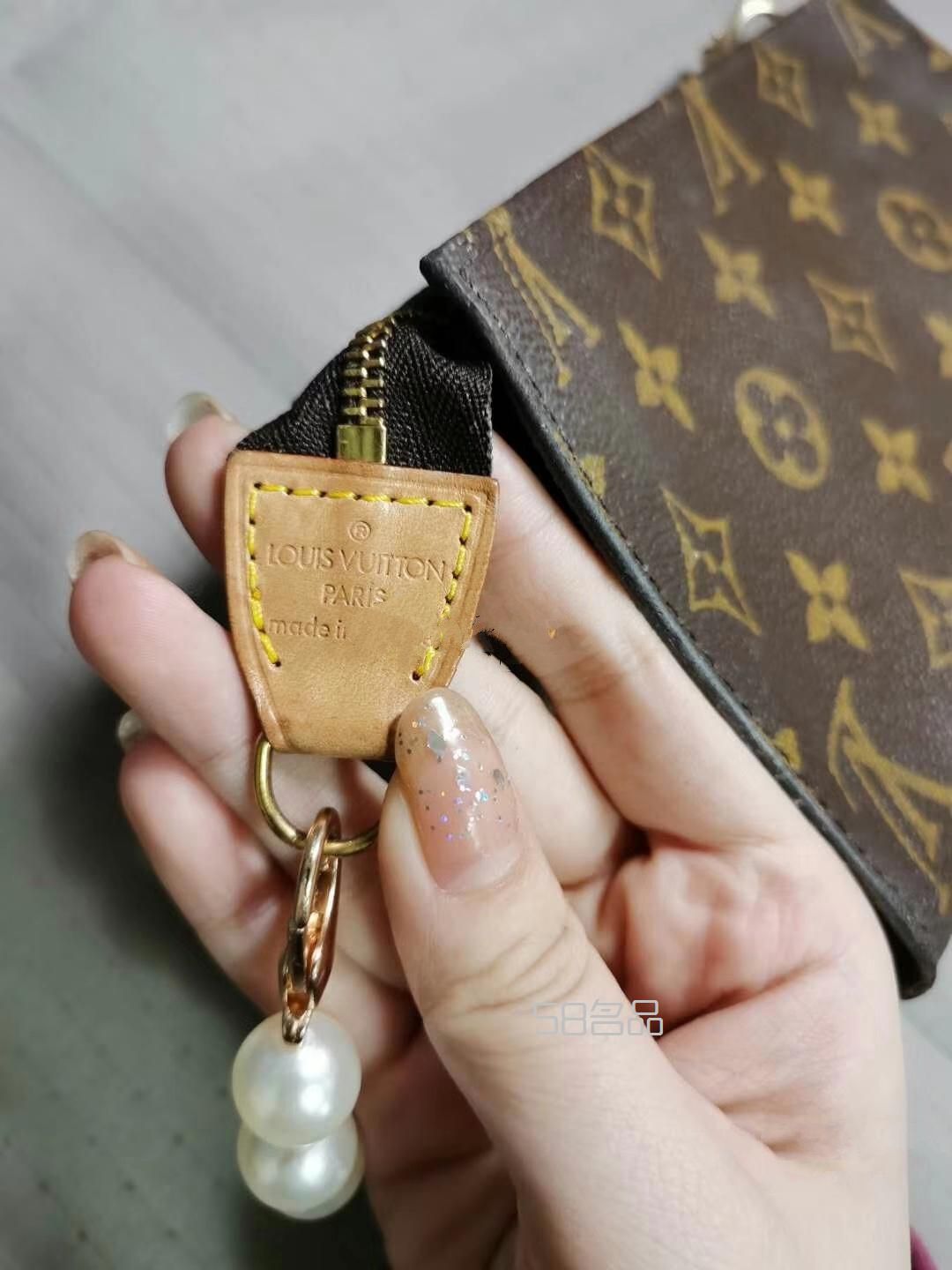 中古LV老花大号子包珍珠手提vintage,白色lv包