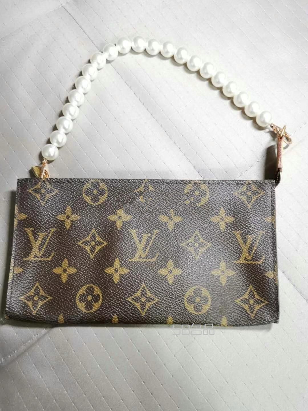 中古LV老花大号子包珍珠手提vintage,白色lv包